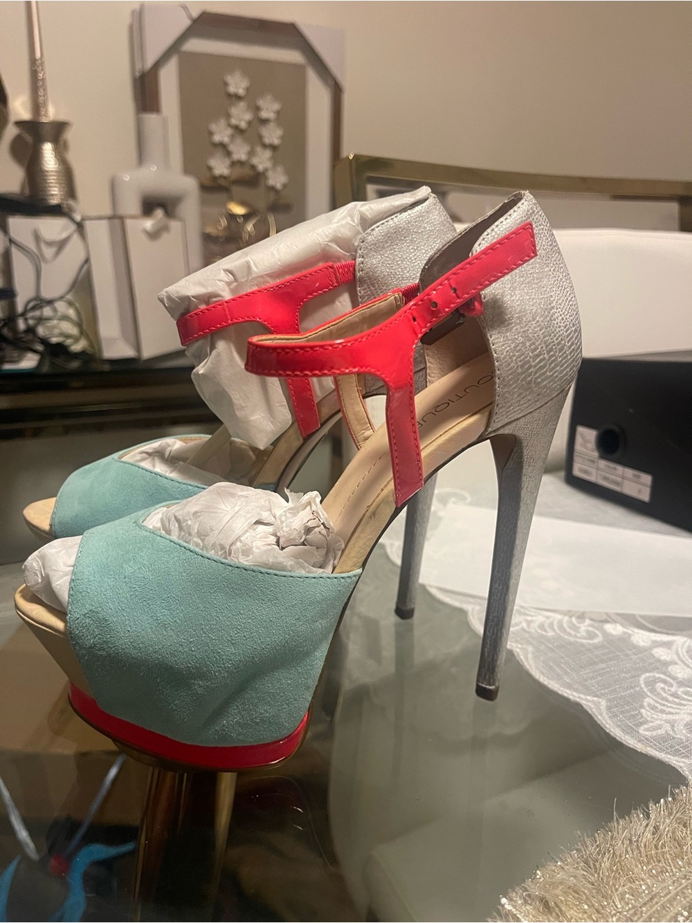 Born Colorblock Platform Heels in Mint, Silver & Coral